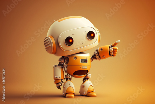 Playful cute and happy toy robot android 3d rendering. Ai generated