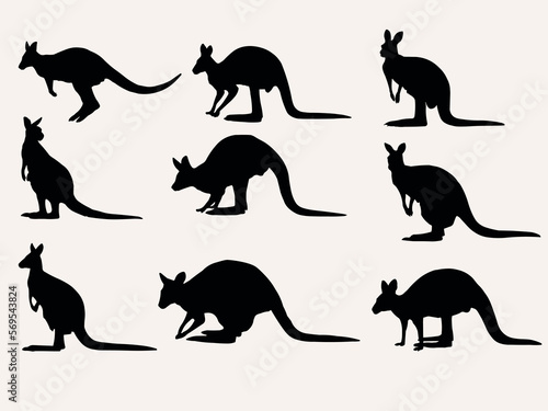 kangaroo silhouette vector illustration collection,kangaroo clipart set