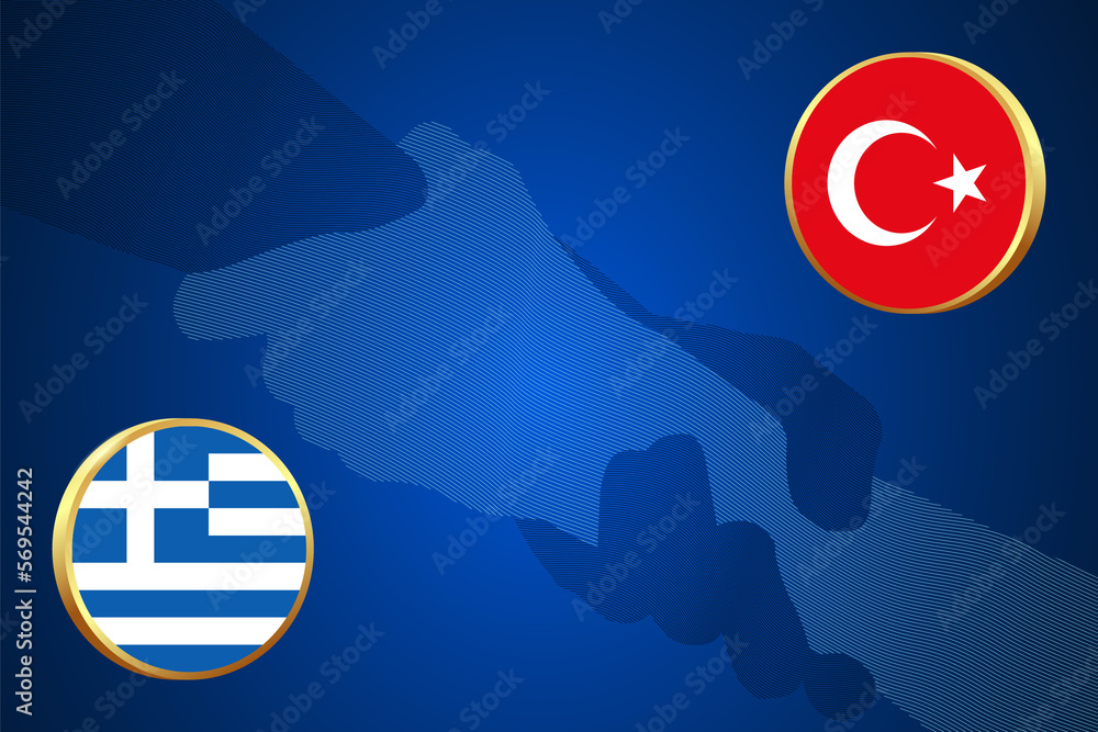 Naklejka premium Greece and Turkey help each other after earthquake disaster.