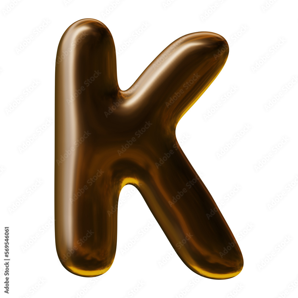 Alphabet letter k design with balloon style in 3d render Alphabet letter k design with balloon style in 3d render