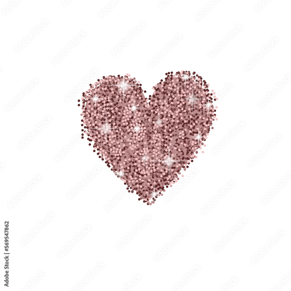 Glitter heart made of pink glitter. To decorate your design. Vector illustration.EPS-10.