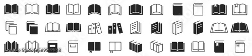 Book icons set. Simple books icon series. Open book icon set. Education signs and symbols. Vector illustration.