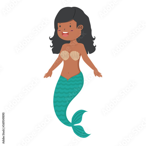 Cartoon african girl mermaid vector