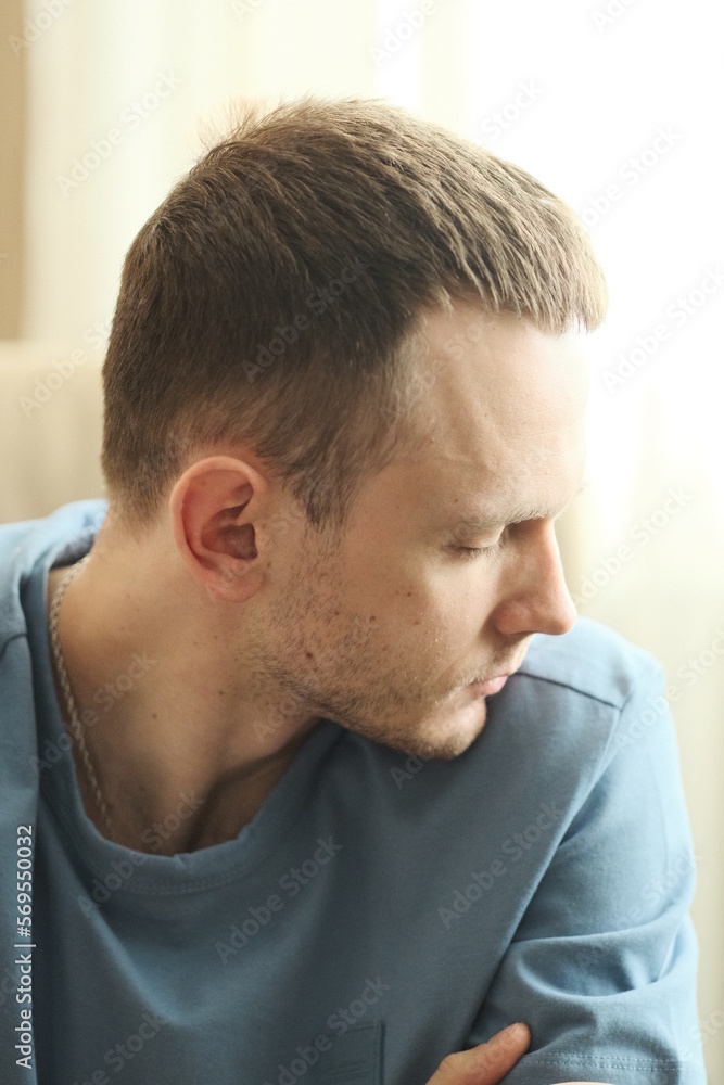 Fototapeta premium A man with anxious thoughts.