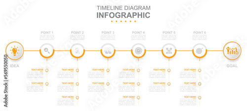 Infographic business template. 5 Steps modern Timeline diagram calendar with circle and topics. Concept presentation.