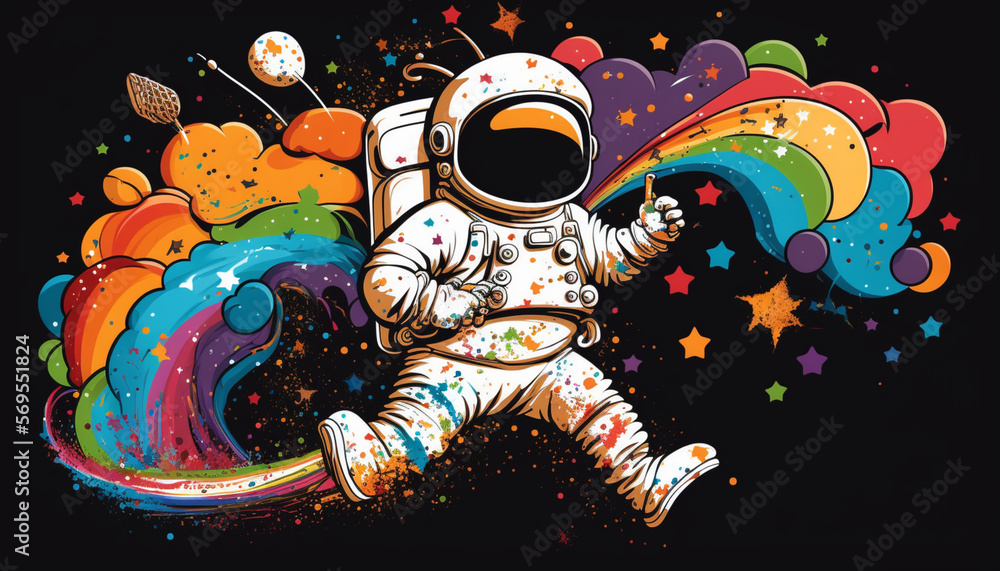 astronaut background with splashes, Generative Ai astronaut background with splashes, Generative Ai