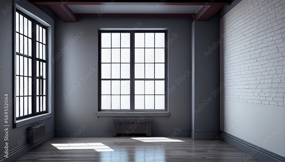 Empty room interior loft design background. Generative AI