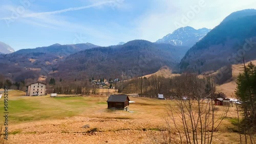Panorama of the mountain valley in Alps, Mogno, Vallemaggia, Switzerland photo