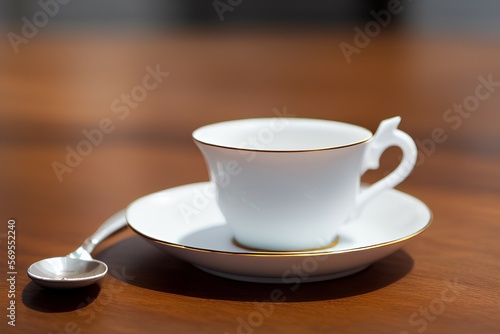 A tilt shift image of a cup of tea. Generative AI.