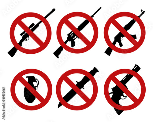 set of no to guns symbols
