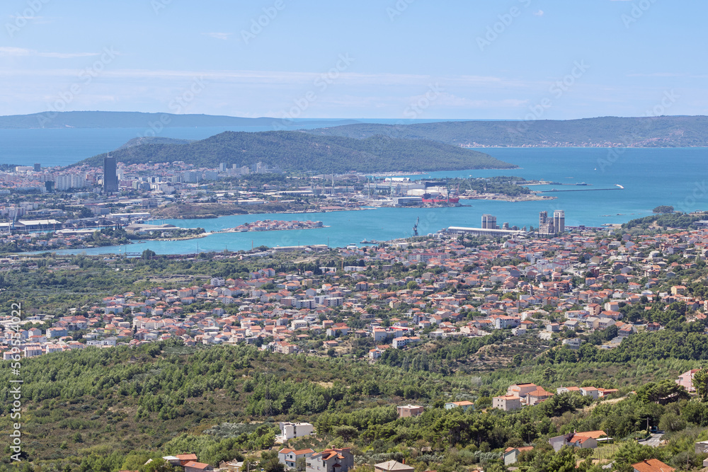 Solin with the port of Split and the Marjan Hill seen from the Klis fortress
