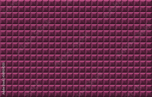Horizontal texture and background of black volumetric equilateral triangle square. 3D render. Pink Background.