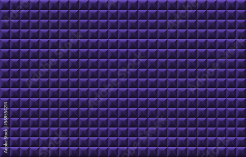 Horizontal texture and background of black volumetric equilateral triangle square. 3D render. Purple Background.