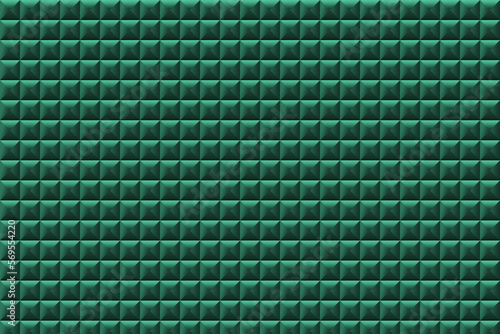 Horizontal texture and background of black volumetric equilateral triangle square. 3D render. Teal Background.