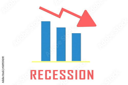 Inflation concept. The graph showing recession of the economy. The concept of economic collapse. graph arrow pointing down.
