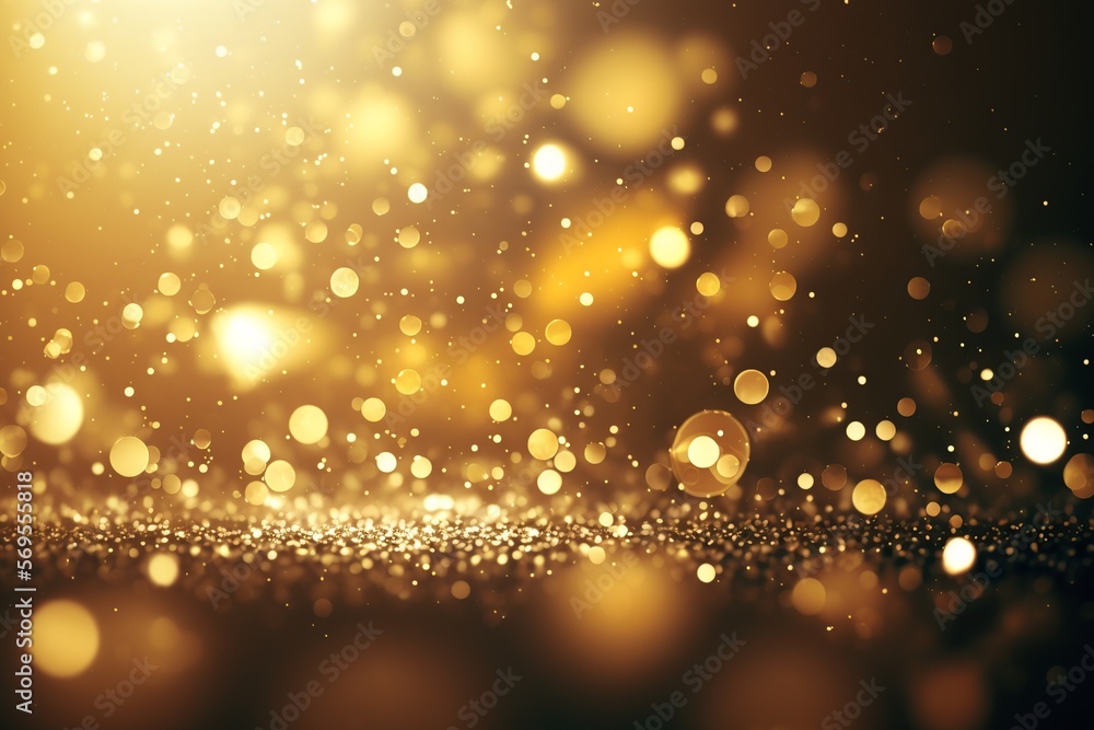 gold or golden luxury glitter background. black and golden backdrop. ai generative content