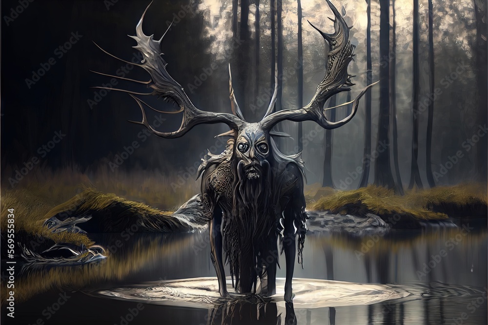 Wendigo with antlers character design concept charac . AI generated art ...