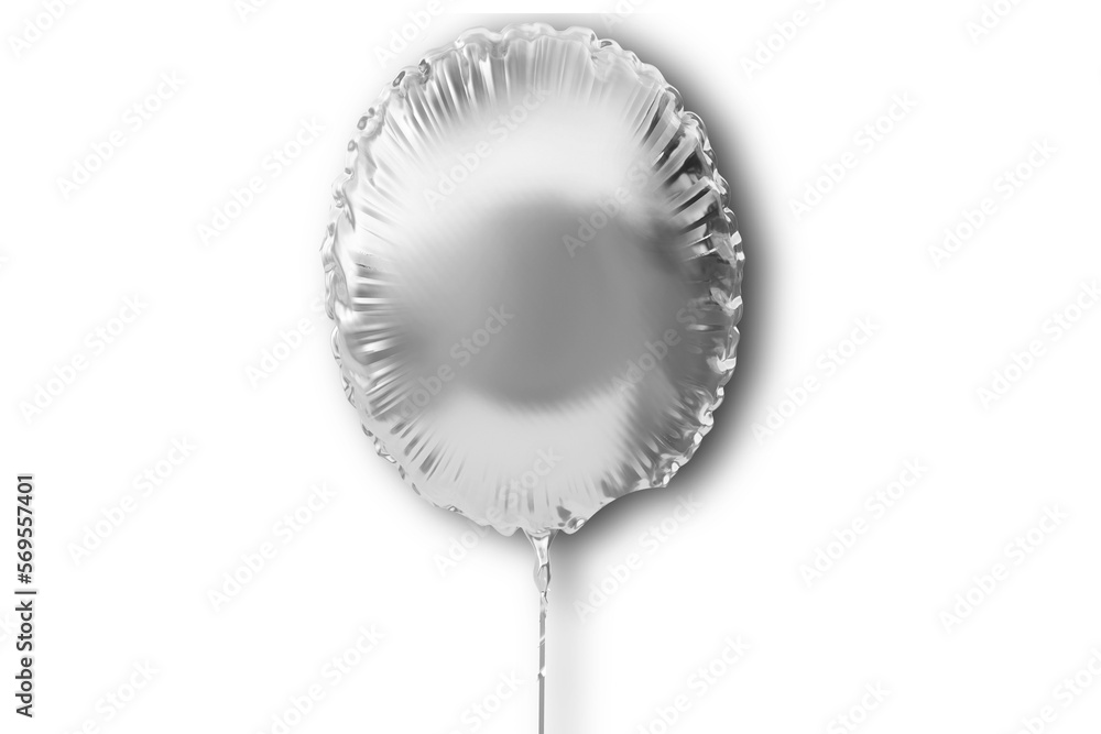 holidays, birthday and decoration concept - one metallic silver inflated helium balloon mockup on white background.3d rendering. holidays, birthday and decoration concept - one metallic silver inflated helium balloon mockup on white background.3d rendering.