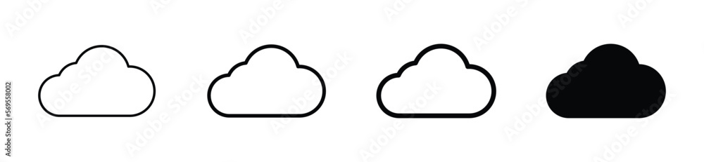 Cloud icon set. Cloud drive storage icon symbol. Cumulus cloud in thin to thick line and flat style. Weather cloud shapes symbol collection for apps and websites, vector illustration Cloud icon set. Cloud drive storage icon symbol. Cumulus cloud in thin to thick line and flat style. Weather cloud shapes symbol collection for apps and websites, vector illustration