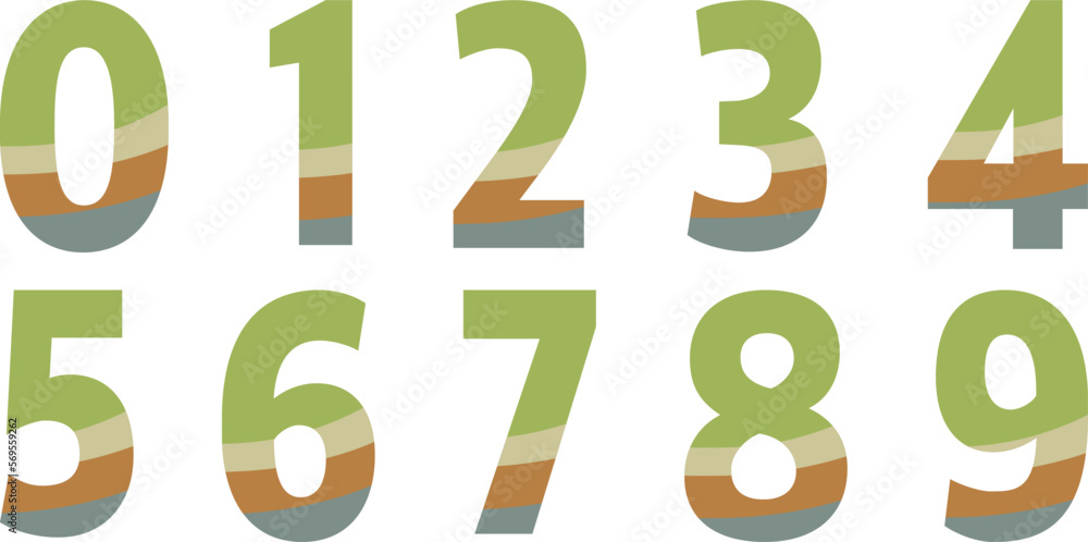 wave curve numerals. Creative numeral. Geometric design. colorful icon number one two three four five six seven eight nine zero wave curve numerals. Creative numeral. Geometric design. colorful icon number one two three four five six seven eight nine zero