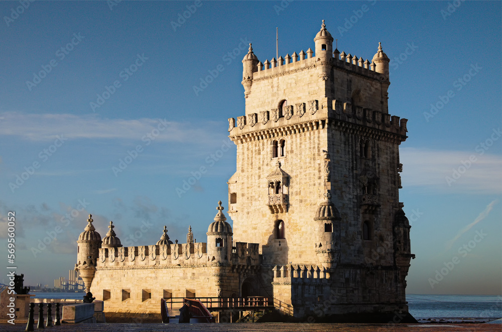 Tower of Belem (Torre de Belem) is architectural icon of the city. Famous touristic place and romantic travel destination. Located in the civil parish of Santa Maria de Belem in Lisbon, Portugal