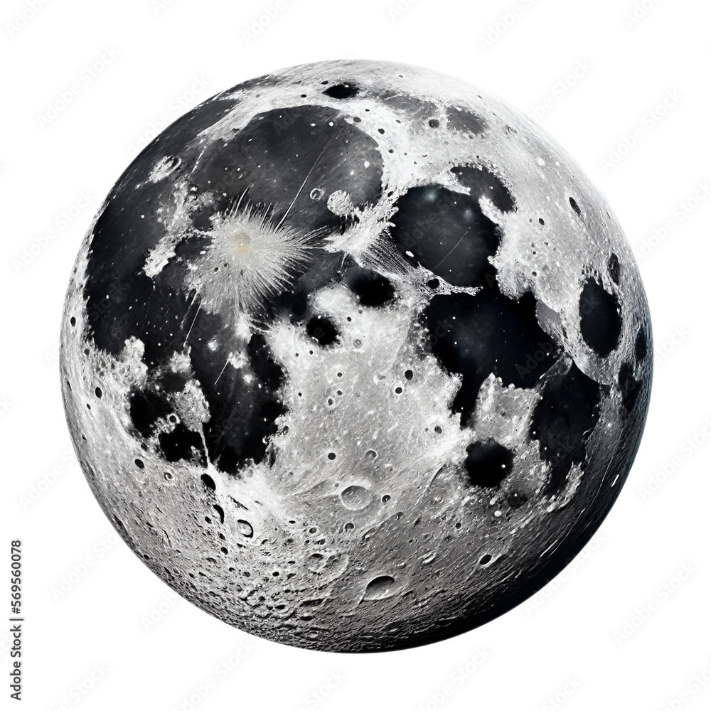 Naklejka premium full moon isolated on transparent background cutout