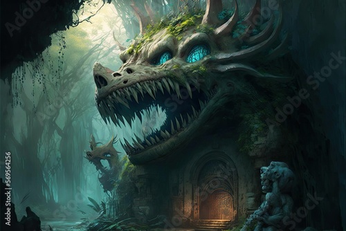 A Monster's Lair In A Jungle, Generative AI © mrfantastic