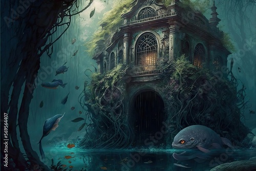 A School Of Magic In A Tropical Oasis, Generative AI