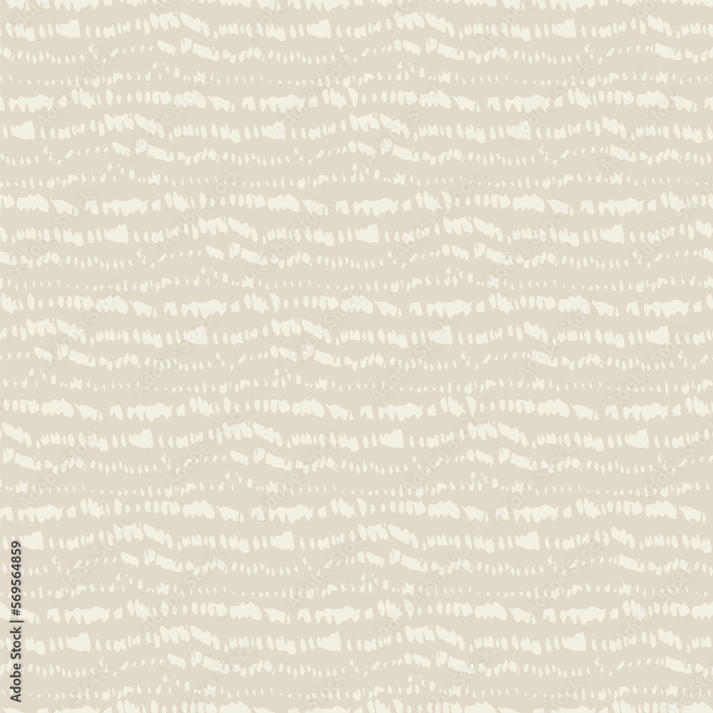 Macrame Tie Dye Seamless Pattern. Shibory Minimalism Background. Geometric Monochrome Striped Textile Imitation. Ink Geometric Art Print. China Beige and White Contemporary Watercolor Japan Design.