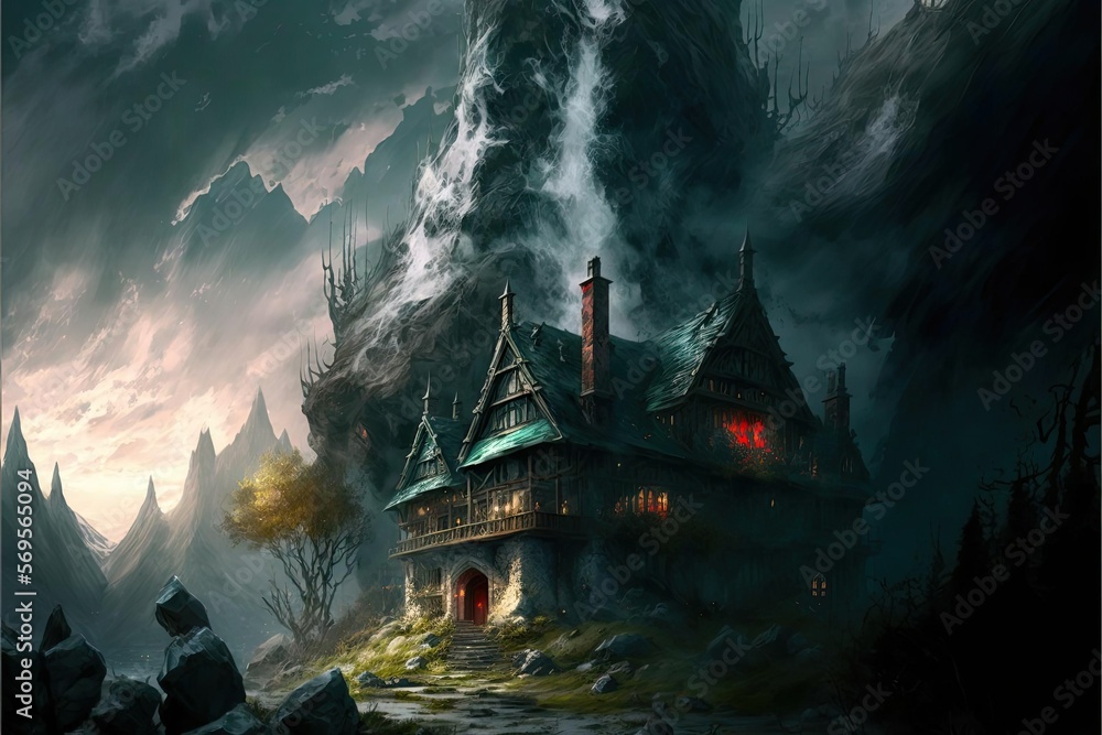 Fototapeta premium An Estate Within A Valley, Generative AI