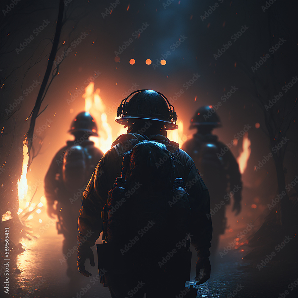 firefighters at work firefighters at work
