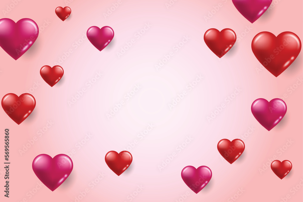 Happy Valentine's Day Background With Red Heart. Vector Illustration