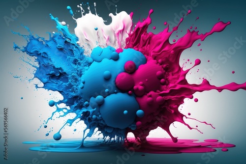 blue and magenta color in the water exploding. Generative AI