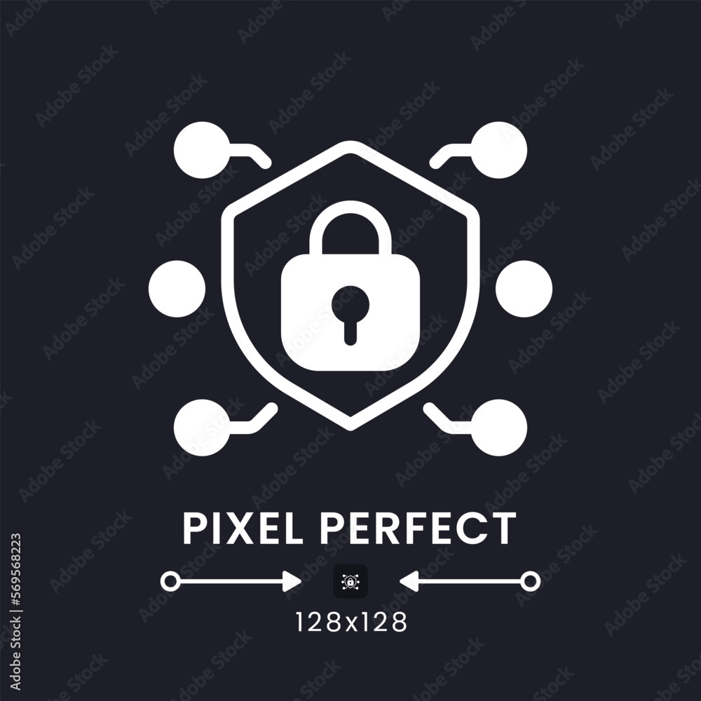 Network security white solid desktop icon. Personal data safety. System ...