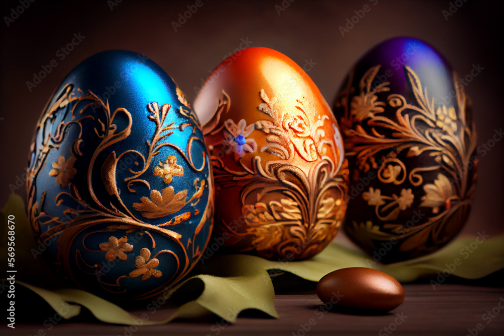 Colorful handmade Easter eggs set Colorful handmade Easter eggs set