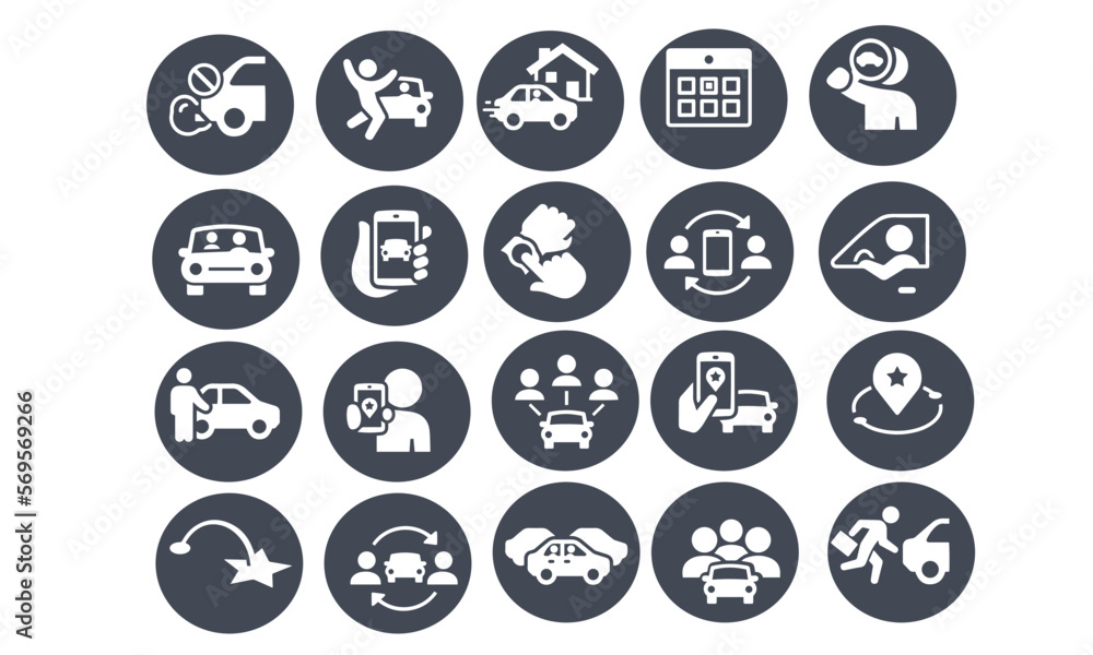 Ridesharing and Carpooling Icons vector design