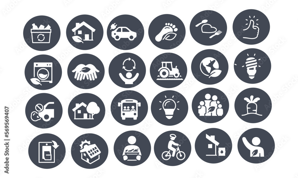  Sustainable Living Icons vector design