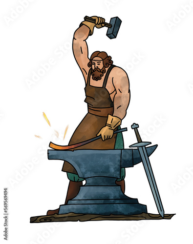 Blacksmith, Hand drawing isolated illustration