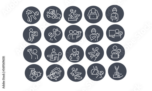 Workplace Injury icons vector design 