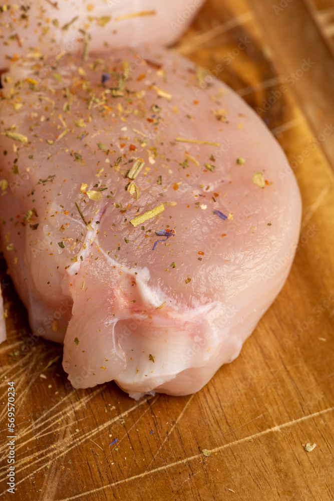 Freshly washed and skinned chicken meat Freshly washed and skinned chicken meat