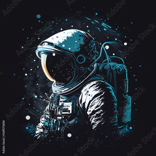 astronaut in dark space, Generative Ai photo