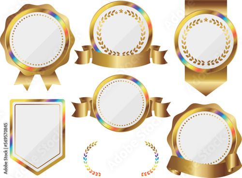 レインボーエンブレム7種セット　ホワイト＆ゴールド