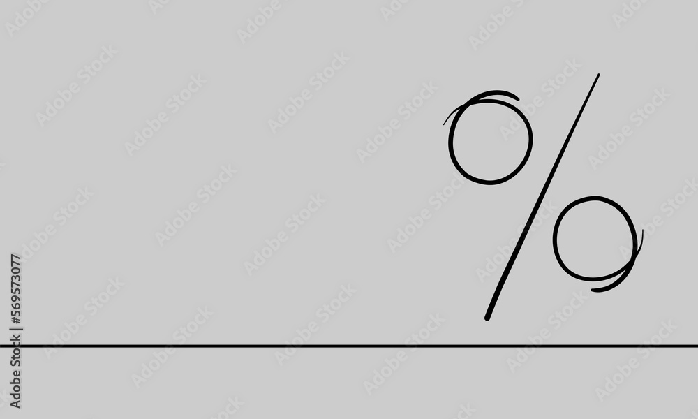 Percent sign outline. Line art background of percent sign. One