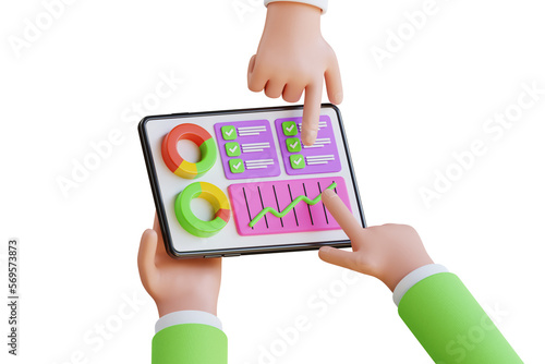 Online marketing, financial report chart 3d illustration