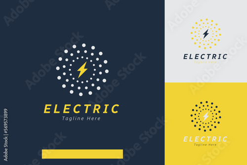 Set of lightning thunder electric energy logo vector design templates with different color styles