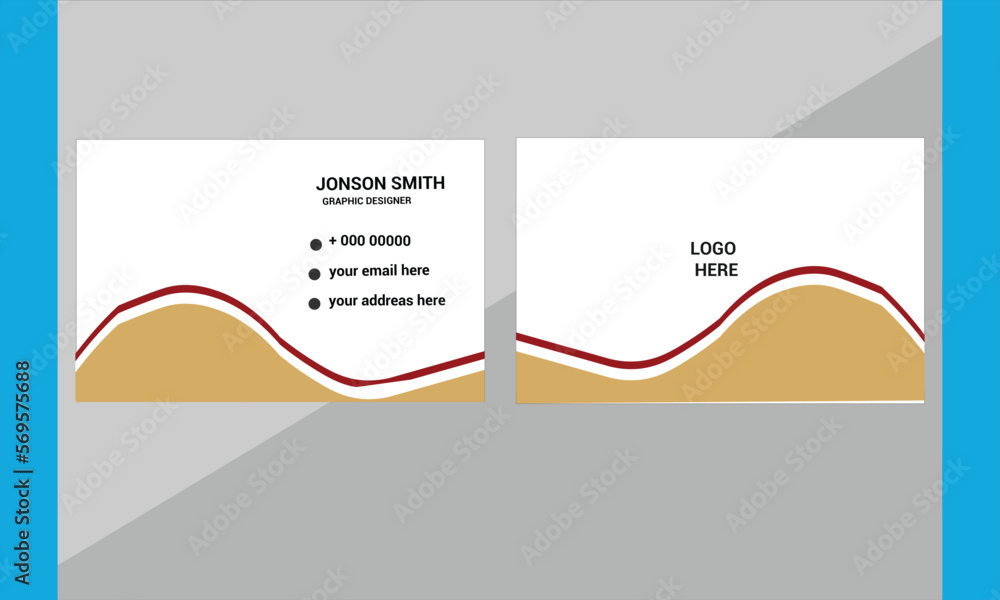 Double sided business card design. Personal visiting card with company logo.