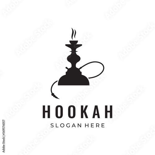 Isolated vintage hookah, shisha or waterpipe Logo design for club, bar, cafe and shop.