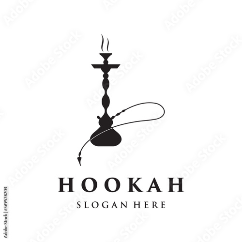 Isolated vintage hookah, shisha or waterpipe Logo design for club, bar, cafe and shop.
