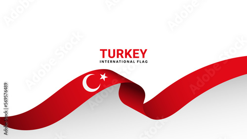 Turkey flag wave flowing flutter banner concept and white copy space background vector illustration.