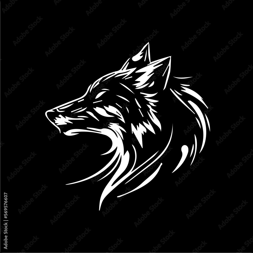 Black and white portrait of a wolf. Vector illustration Black and white portrait of a wolf. Vector illustration